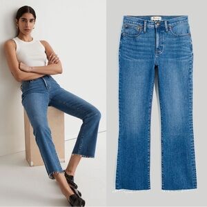 Madewell • Kick Out Crop Jeans in Cherryville Wash flare ankle raw hem mid rise